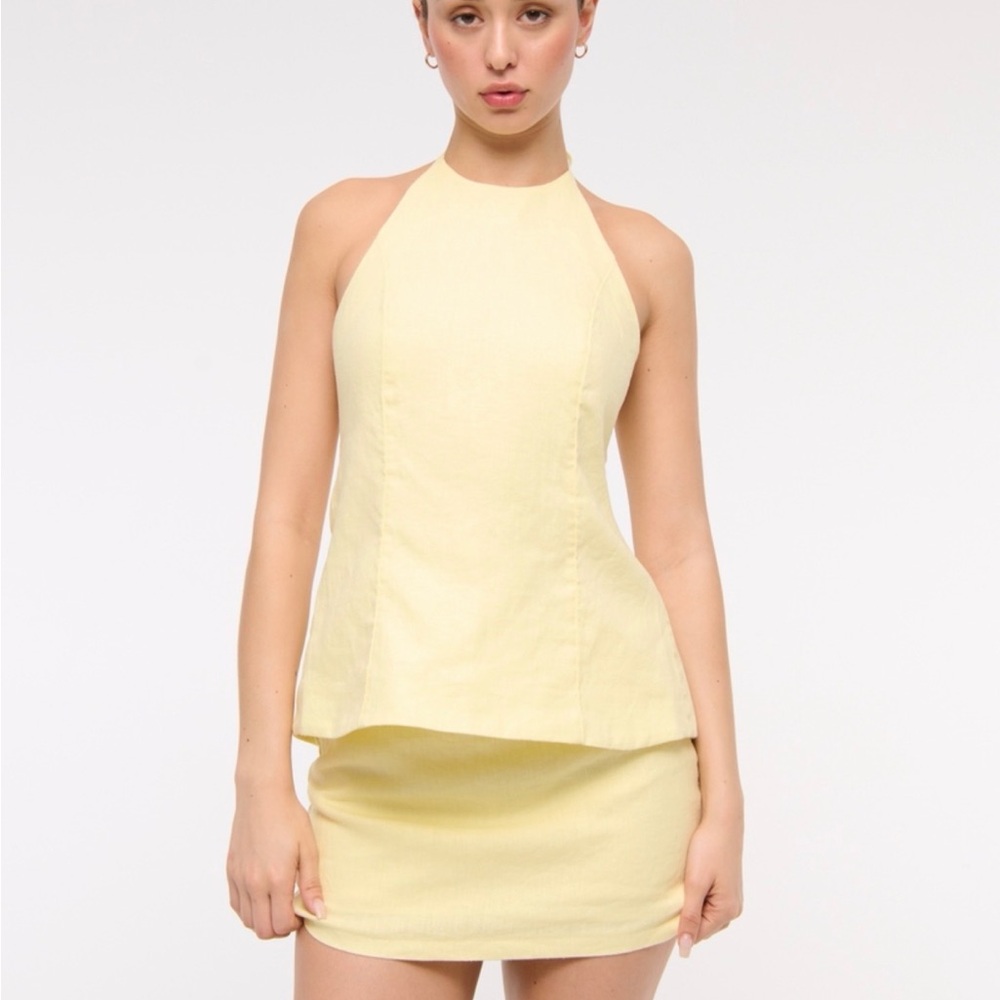 Abercrombie & Fitch linen yellow tie back halter top